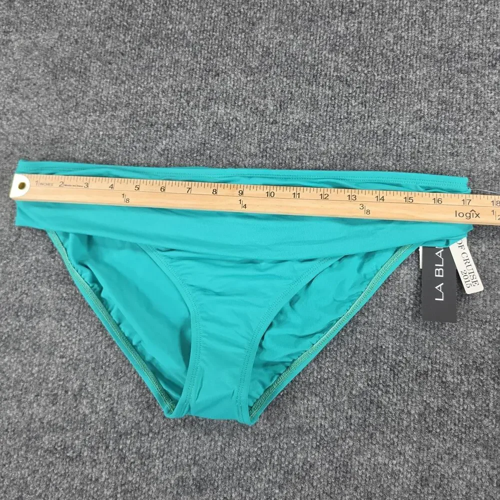 La Blanca Women's Size 14 Shirred Foldover Bikini Bottom Turquoise Green
